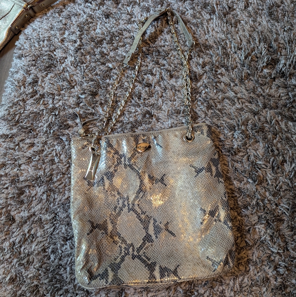 DKNY Snake Print Metallic Bag